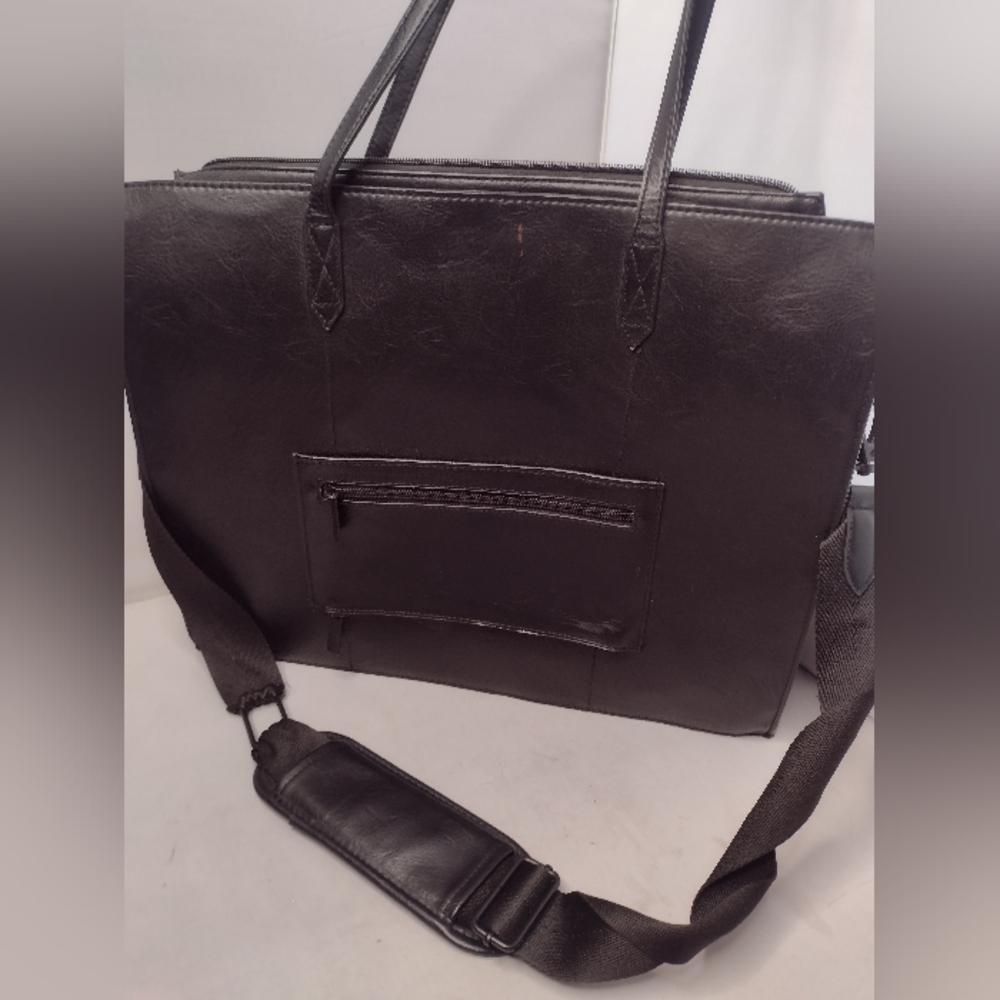 Beis The Large Work Tote Bag Black Bag Leather Travel Overnight